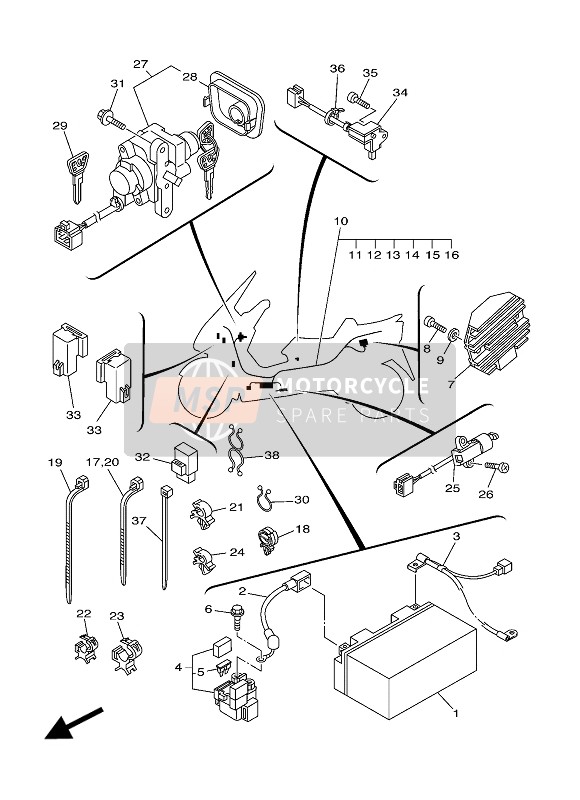 5GM818600000, Commutateur Complet, Yamaha, 2